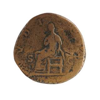 Sestertius of Crispina (164–192?; Roman empress 178–192) issued under Commodus (161–192; Roman