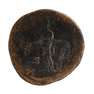 Sestertius, 178–183 CE. Obverse: Bust of Crispina in drapery facing right, legend 'CRISPINA