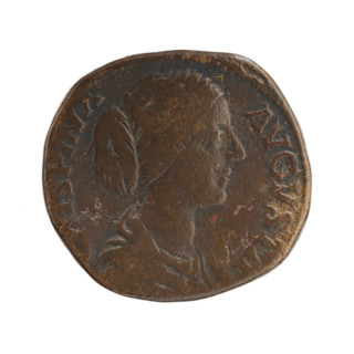 Sestertius of Crispina (164–192?; Roman empress 178–191), issued under Commodus (161–192; Roman
