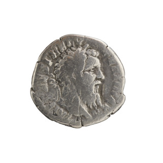 Denarius of Pertinax (emperor 126–193), 193 CE. Obverse: head of Pertinax in laurel wreath facing