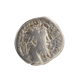 Denarius of Pertinax (126–193), Roman emperor (reigned 1–28 March 193). Obverse: head of Pertinax