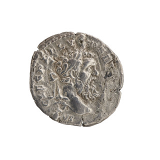 Denarius of Pertinax (Roman emperor 126–193), obverse: head of Pertinax in laurel wreath facing