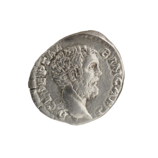 Denarius of Clodius Albinus (ca. 150–197; Roman emperor 193–197), issued under Septimius Severus