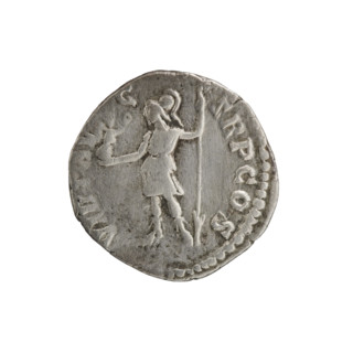 Denarius of Septimius Severus (146–211; Roman emperor 193–211). Obverse: Head of Septimius Severus