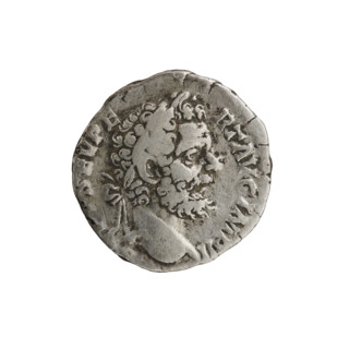 Denarius depicting Liber (mythology) with panthers; obverse: head of Septimius Severus in a laurel
