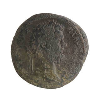 Sestertius; obverse: head of Septimius Severus (Roman Emperor, 146–211) in a laurel wreath facing
