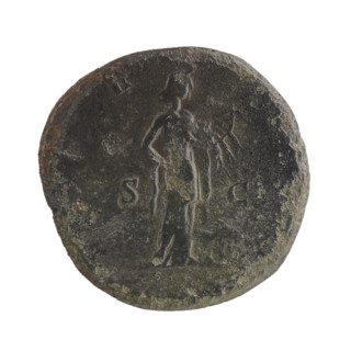 Sestertius; obverse: head of Septimius Severus in a laurel wreath facing right, inscription SEPE RT