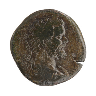 Sestertius coin, personification; Septimius Severus (Roman emperor, 146–211) — iconography: