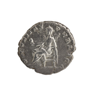 Denarius; obverse: head of Septimius Severus with laurel wreath facing right, inscription 'SEPT SEV