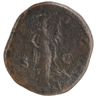 Sestertius; obverse: Head of Septimius Severus (Roman emperor, 146–211) with laurel wreath facing