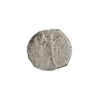 Denarius depicting Roman deities: Obverse: head of Septimius Severus with laurel wreath facing