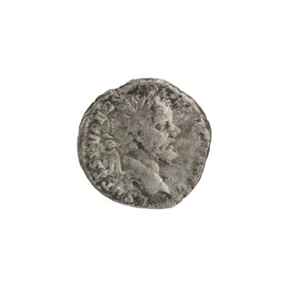 Denarius; obverse: Head of Septimius Severus in a laurel wreath facing right, inscription L SEPT