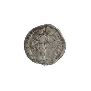 Denarius; obverse: Head of Septimius Severus in a laurel wreath facing right, inscribed L SEPT SEV