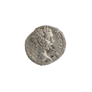 Denarius of Septimius Severus (Roman Emperor, 146–211). Obverse: head of Septimius Severus with