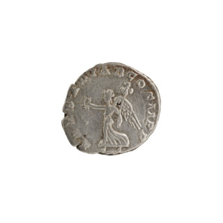 Denarius depicting head of Septimius Severus in a laurel wreath facing right with inscription 'L
