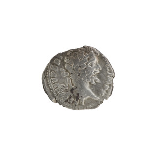 Denarius; Obverse: Head of Septimius Severus in a laurel wreath facing right, pearl rim,
