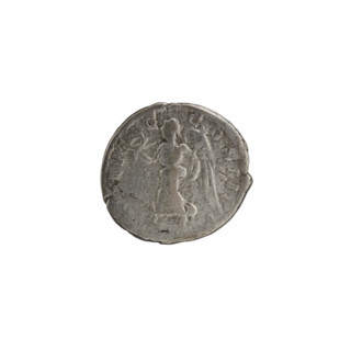 Denarius depicting Roman deities: Obv. Head of Septimius Severus in a laurel wreath facing right
