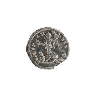 Denarius; obverse: head of Septimius Severus in a laurel wreath facing right, pearl rim,