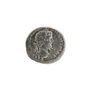 Denarius depicting Victoria; obverse: head of Septimius Severus in a laurel wreath facing right,