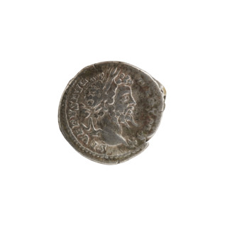Denarius, Roman, 200 CE. Obverse: SEVERVSAVG PARTMAX — Head of Septimius Severus in a laurel wreath