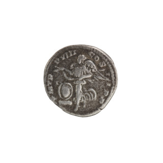 Denarius depicting Roman deities; Septimius Severus (Roman emperor, 146–211). Obverse: SEVERVSAVG