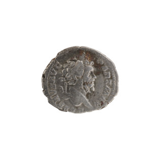 Denarius of Septimius Severus (Roman Emperor, 146–211). Obverse: Head of Septimius Severus in a