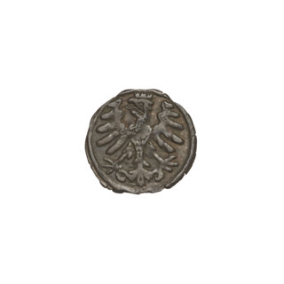 Crown denarius of Sigismund I the Old (King of Poland, reign 1506–1548). Obverse: crown with