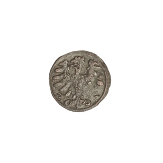 Crown denarius of Sigismund I the Old (King of Poland, reign 1506–1548). Obverse: crown with