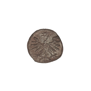 Crown denarius of Sigismund I the Old (King of Poland, reign 1506–1548). Obverse: crown with
