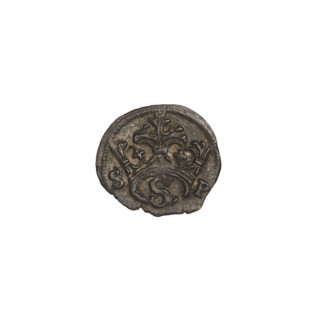 Crown denarius of Sigismund I the Old (King of Poland, reign 1506–1548). Obverse: crown with