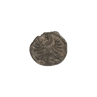 Crown denarius of Sigismund I the Old (King of Poland, reign 1506–1548). Obverse: crown with