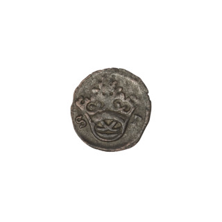 Crown denarius of Sigismund I the Old (King of Poland; 1506–1548). Obverse: crown with letters S