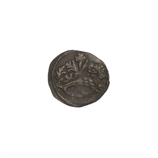 Crown denarius of Sigismund I the Old (King of Poland; reign 1506–1548). Obverse: crown with