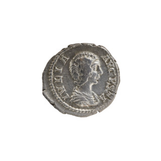 Denarius, Julia Domna (ca. 160–217; Roman empress 193–211). Obverse: IVLIA AVGVSTA — bust of Julia