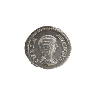 Denarius of Julia Domna (ca. 160–217; Roman empress 193–211). Obverse: IVLIA AVGVSTA — bust of