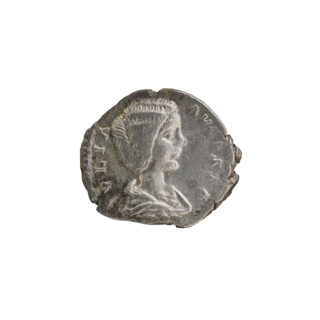 Denarius of Julia Domna (ca. 160–217; Roman empress 193–211). Obverse: IVLIA AVGVSTA — bust of