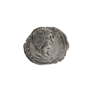Denarius of Julia Domna (ca. 160–217), Roman empress (193–211). Obverse: IVLIA AVGVSTA — bust of