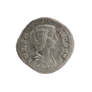 Denarius, Julia Domna (ca. 160–217; Roman empress 193–211). Obverse: IVLIA AVGVSTA — bust of Julia