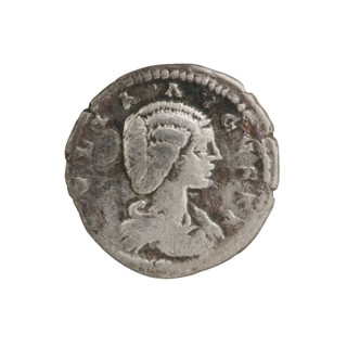 Denarius of Julia Domna (ca. 160–217; Roman Empress 193–211). Obverse: IVLIA AVGVSTA — bust of