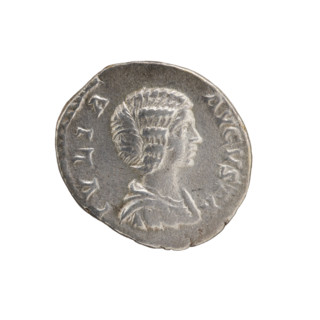 Denarius of Julia Domna (ca. 160–217; Roman Empress 193–211). Obverse: IVLIA AVGVSTA — Bust of