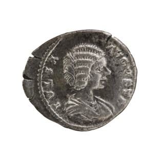 Denarius, Julia Domna (ca. 160–217; Roman Empress 193–211). Obverse: IVLIA AVGVSTA — bust of Julia
