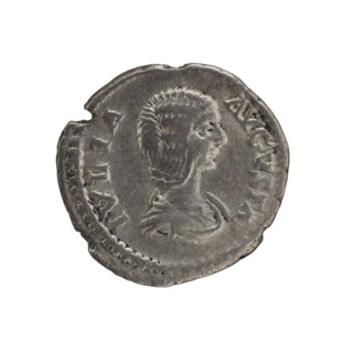 Denarius, Julia Domna (ca. 160–217; Roman empress 193–211). Obverse: IVLIA AVGVSTA — Bust of Julia