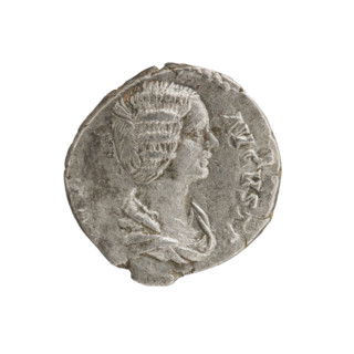 Denarius of Julia Domna (ca. 160–217; Roman empress 193–211). Obverse: AVGVSTA — bust of Julia