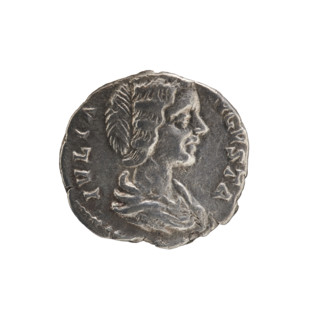Denarius, Julia Domna (ca. 160–217; Roman empress 193–211). Obverse: IVLIA AVGVSTA — bust of Julia