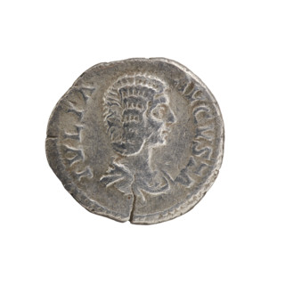 Denarius, Julia Domna (ca. 160–217; Roman empress 193–211). Obverse: IVLIA AVGVSTA — bust of Julia