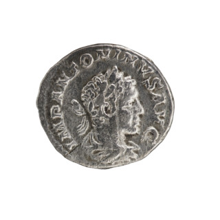 Denarius, Elagabalus (reigned 218–222 CE), Roman Empire. Obverse: Bust of Elagabalus with a laurel