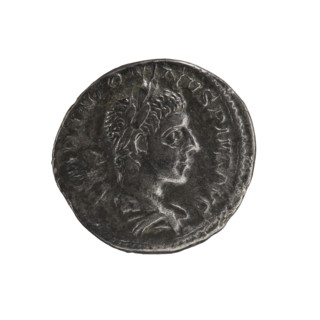 Denarius, Elagabalus (Roman emperor 218–222). Obverse: IMPANTONINVSPIVSAVG — bust of Elagabalus