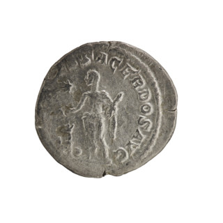 Denarius, Elagabalus (reigned 218–222 CE). Obverse: Bust of Elagabalus with laurel wreath and
