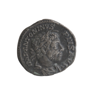 Denarius of Elagabalus (reigned 218–222 CE), Roman Empire, 220–222. Obverse: Bust of Elagabalus