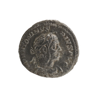 Denarius of Elagabalus (reigned 218–222). Obverse: IMP ANTONINVS PIVS AVG — Bust of Elagabalus with